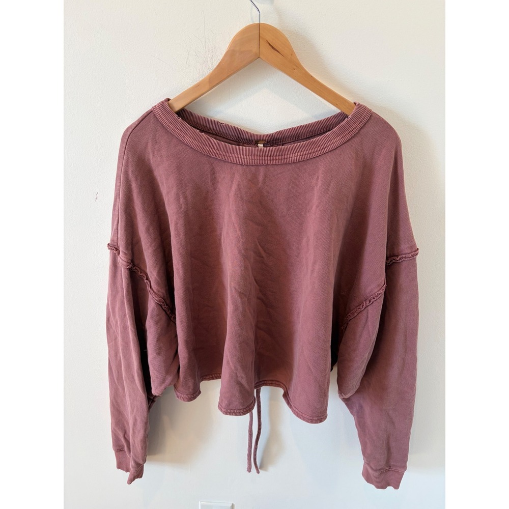 Free People We The Free Mauve Ruched Back Cropped Sweatshirt Medium OB885012